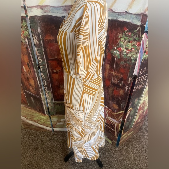 Murni Mustard Yellow Print Button-Up Midi dress - Picture 8 of 16